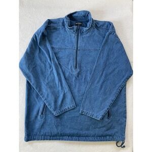 Lee Valley Ireland Core Pullover Mens XXL Quarter Zip Denim Blue Long Sleeve